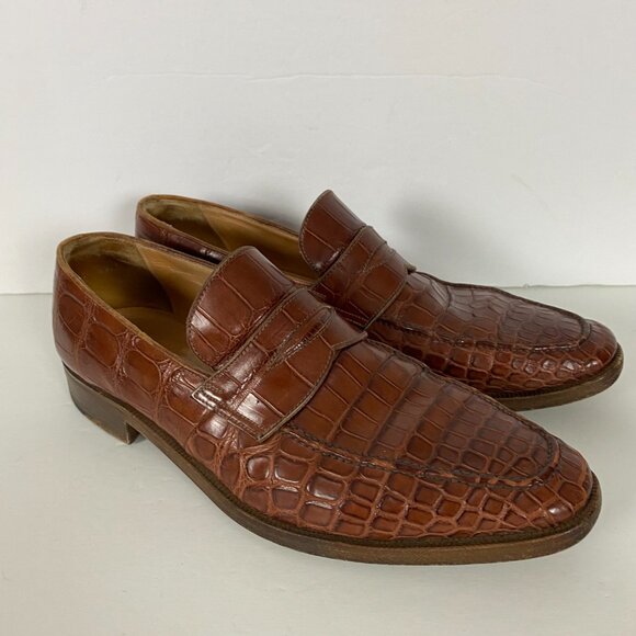 Gravati for Wilkes and Bashford Shoes Mens 9 M Brown Crocodile Wilson Dean Italy - Picture 3 of 16